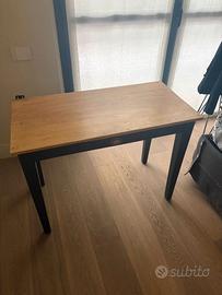 Scrivania legno (gambe blu) 100x50 con cassetto