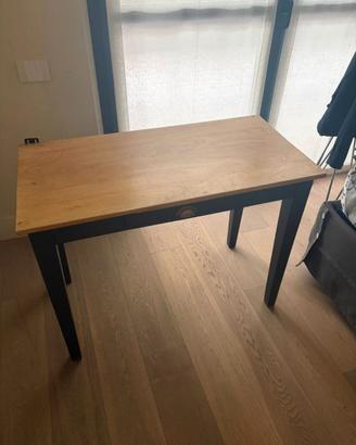 Scrivania legno (gambe blu) 100x50 con cassetto