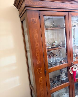 CRISTALLIERA 2 PORTE IN LEGNO NOCE ARTE POVERA 205