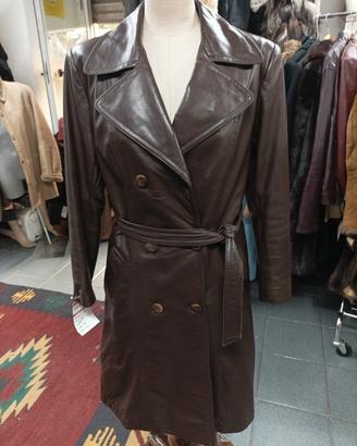 Trench in Pelle Marrone Scuro