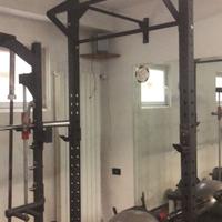 Rack squat a parete calistenic blue gym+bilanciere