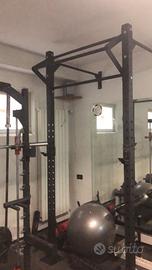 Rack squat a parete calistenic blue gym+bilanciere