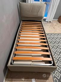 Letto Singolo Contenitore Imbottito Grigio