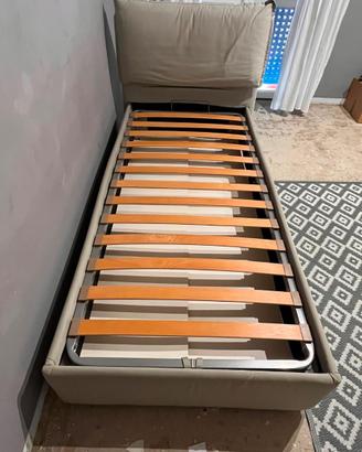 Letto Singolo Contenitore Imbottito Grigio