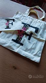 Set shopper e pochette di tela con F. Nuove