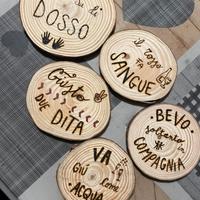 Sottobicchieri pirografati