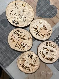 Sottobicchieri pirografati