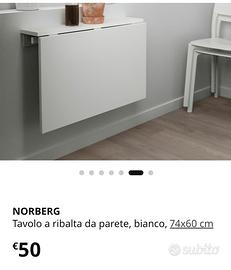 Tavolo pieghevole ikea norberg 74 x 60 marrone 