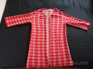 Cardigan donna, S/M, rosso e bianco