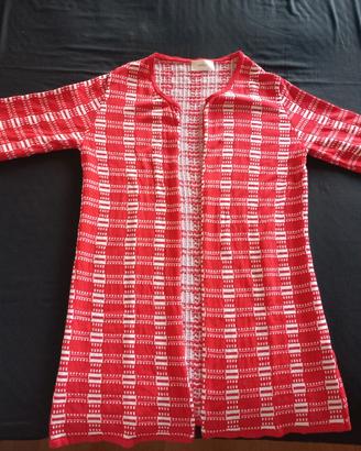 Cardigan donna, S/M, rosso e bianco