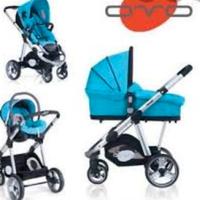 Passeggino trio brevi ovo colore turchese