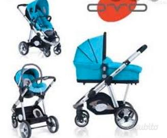 Passeggino trio brevi ovo colore turchese