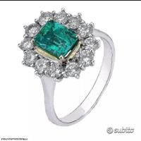 ANELLO ORO 18kt. DIAMANTI E SMERALDO COLOMBIANO