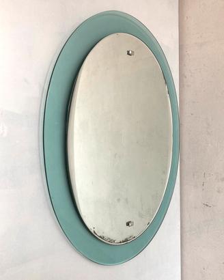 Specchio anni 50 in vetro verde acqua