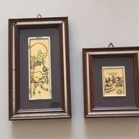 2 quadretti vintage in foglia d' oro 22 carati