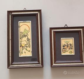 2 quadretti vintage in foglia d' oro 22 carati