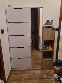Scarpiera con anta a specchio