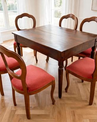 Tavolo legno massello +6 sedie stile classico