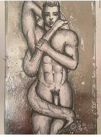 disegno nudo matita e foglia argento