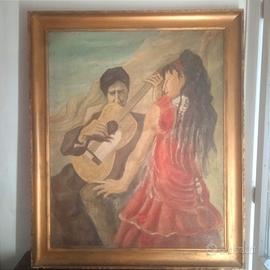 vecchio quadro olio su tela firmato, difettato