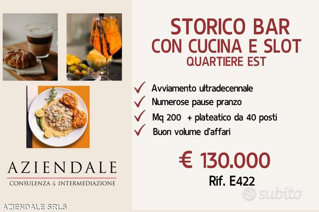 Aziendale - bar storico con cucina e slot avviato