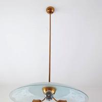 Lampadario vintage anni ’50/’60 in ottone e vetro