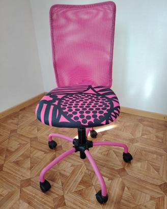 Sedia da ufficio Thorbjørn IKEA nero/fucsia