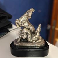 Ottaviani scultura equestre  in metallo argentato