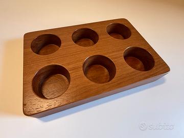 Porta bicchieri in legno iroko tipo teak massello