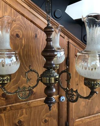 Lampadario vintage anni 70 ottone