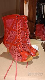 stivaletti da ballo rossi open toe n⁰35