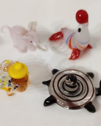 Lotto piccole statuine animali in vetro di Murano