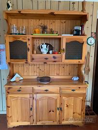 Cucina Rustica -Credenza Tavolo,Sedie e Cassapanca