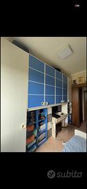 Cameretta a ponte con letto a estrazione Blu/Beige