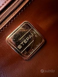 Borsa Stepan style vintage in pelle nera/marrone