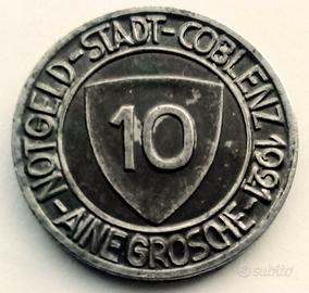 🇩🇪NOTGELD🇩🇪 Città di COBLENZ  10 Pfennig 1921