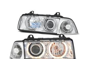 FARI BMW E36 90-99 ANGEL EYES HALOGENO FONDO CROMA