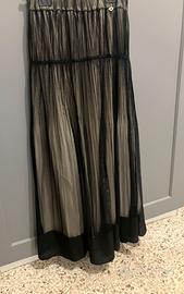 Gonna lunga plissettata beige e nera