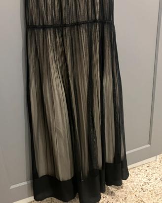 Gonna lunga plissettata beige e nera