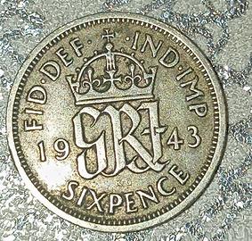 Regno Unito George VI,Six pence 1943 argento 
