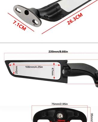 Specchietti moto Universali Ad Ala di gabbiano 