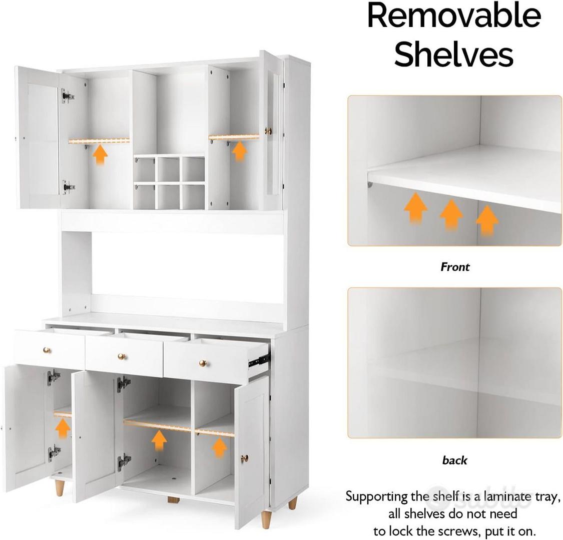 Mobiletto In Bamb&ugrave; Con Anta E Ripiani - Credenza 66x33x87 Cm Per Ingresso, Cucina, Soggiorno O Bagno