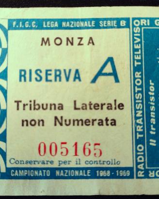 Bari calcio BIGLIETTO MONZA BARI 1968