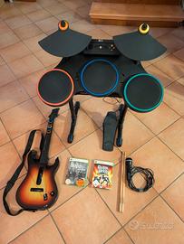 Kit Completo Guitar Hero Rock Band Xbox 360