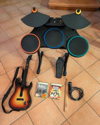 Kit Completo Guitar Hero Rock Band Xbox 360