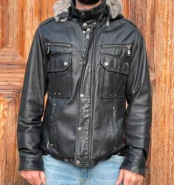 Giubbotto in vera pelle nero Conbipel 48 cappuccio