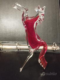 Cavallo in Vetro di Murano rosso e bianco