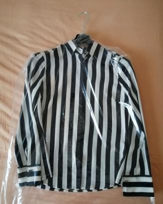 Camicia a righe bianche e nere NARA CAMICIE