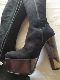 stivale camoscio nero tacco cuoio packword  n.36