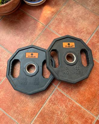 Pesi 10kg x2 di gomma disco con maniglie